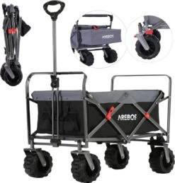AREBOS Handkar | Transportwagen | Apparatuurwagen | Opvouwbaar | Zwart / Grijs