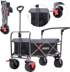 AREBOS Handkar | Transportwagen | Apparatuurwagen | Opvouwbaar | Duwstang| Zwart