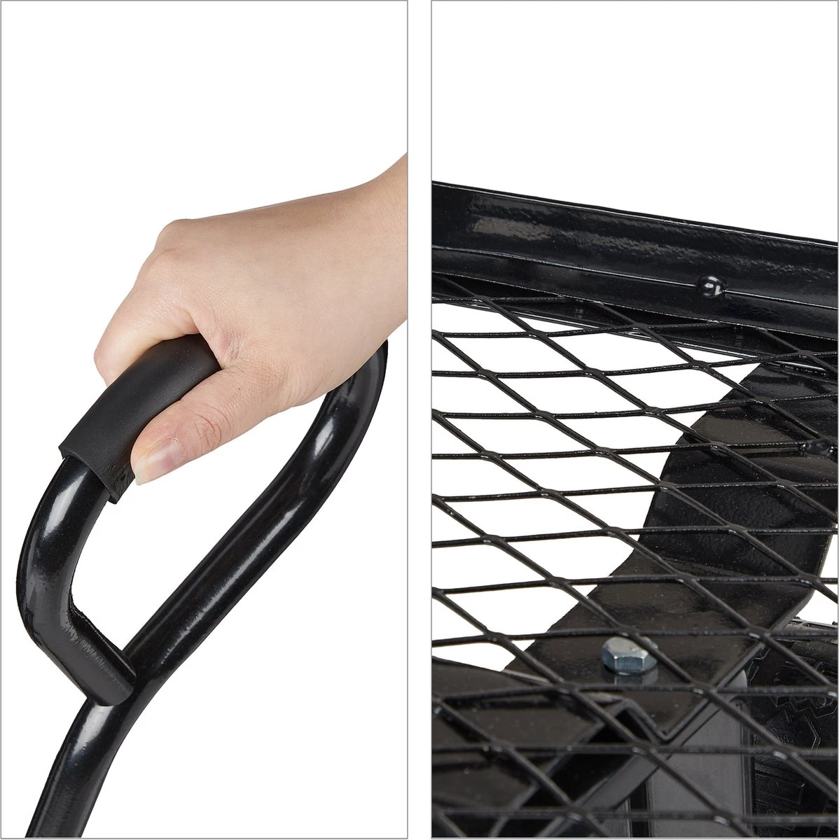 Relaxdays Bolderkar Tuin - Platte Tuinwagen - Luchtbanden - 200 Kg - Transportkar - Staal - Afbeelding 2