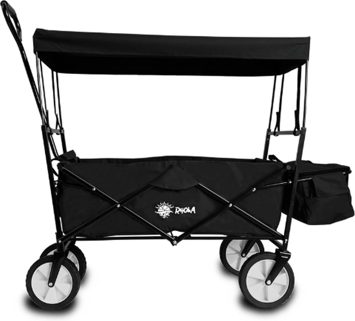 Rijoka Opvouwbare Bolderkar/Bolderwagen | Met Dakje En Draagtas | Zwart - Afbeelding 2