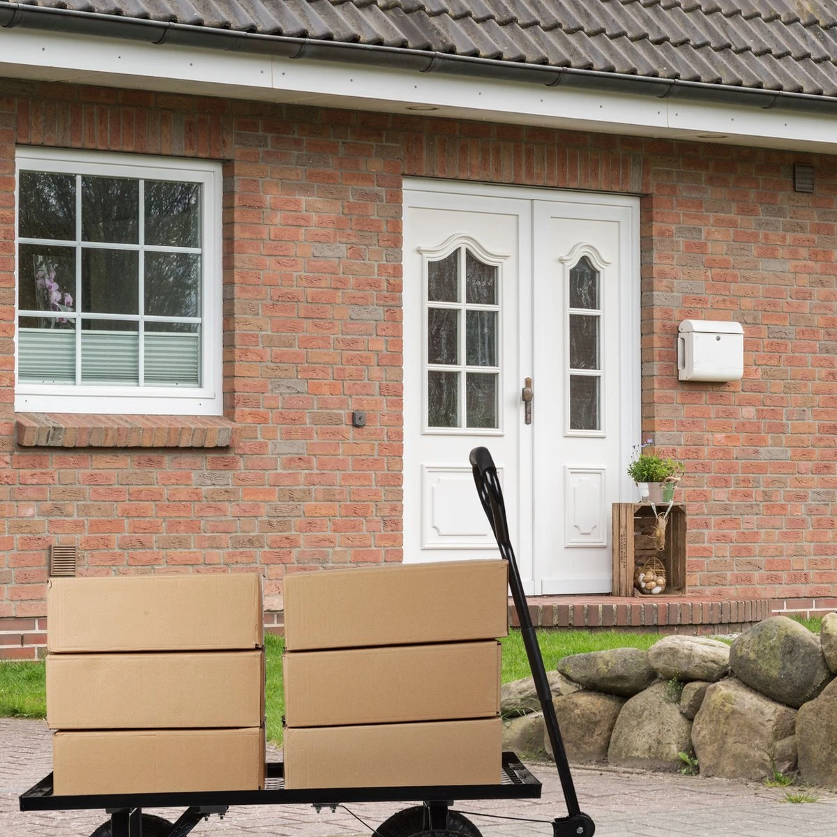 Relaxdays Bolderkar Tuin - Platte Tuinwagen - Luchtbanden - 200 Kg - Transportkar - Staal - Afbeelding 5