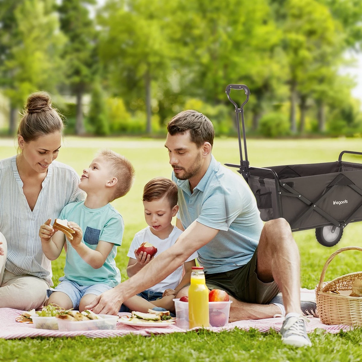 LifeGoods Bolderkar - Opvouwbaar - Draaibare Wielen - 2 Standen - 70KG Draagkracht - Grijs - Afbeelding 6