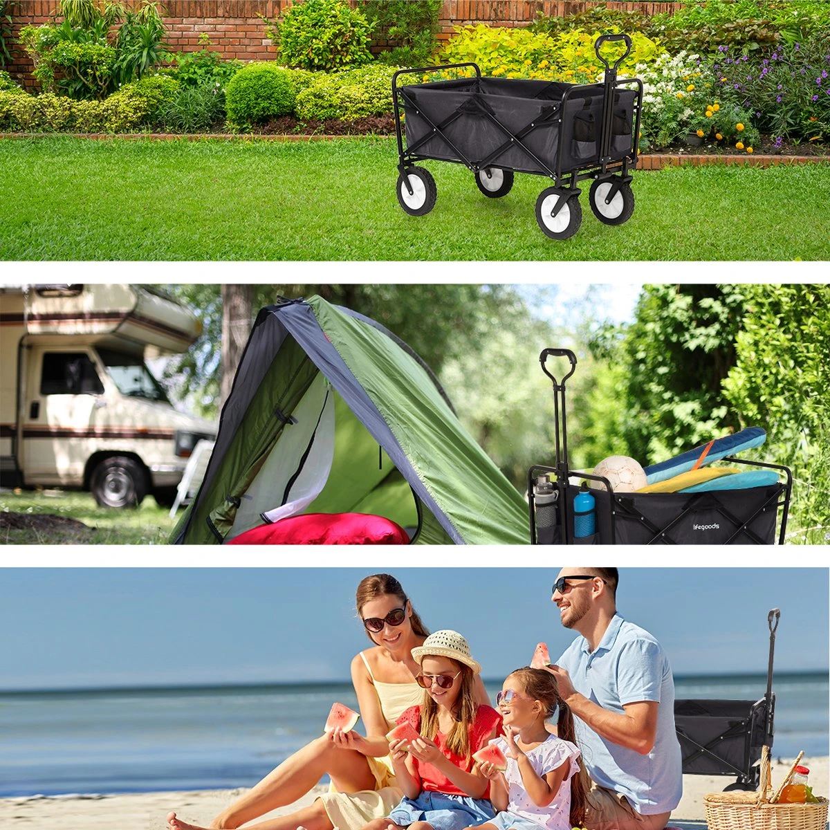 LifeGoods Bolderkar - Opvouwbaar - Draaibare Wielen - 2 Standen - 70KG Draagkracht - Zwart - Afbeelding 5