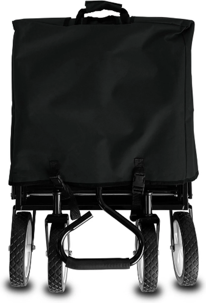 Rijoka Opvouwbare Bolderkar/Bolderwagen | Met Dakje En Draagtas | Zwart - Afbeelding 3
